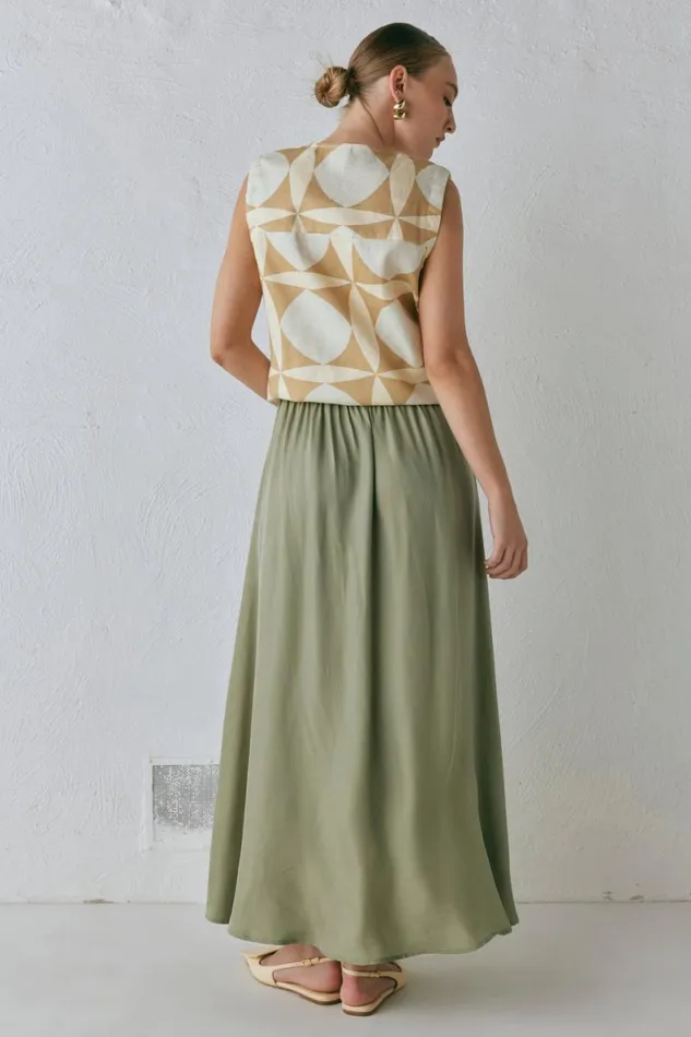 Skirts Women VRG GRL Solara Midi Skirt Sage Skirts Women VRG GRL Solara Midi Skirt Sage