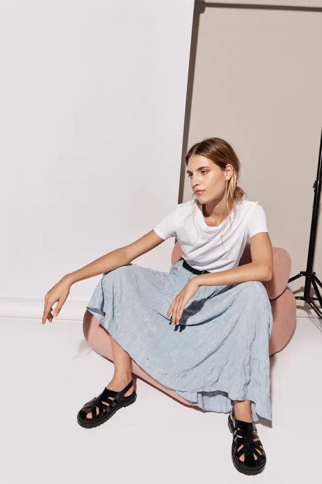 Skirts Women VRG GRL Solara Midi Skirt Sky Skirts Women VRG GRL Solara Midi Skirt Sky