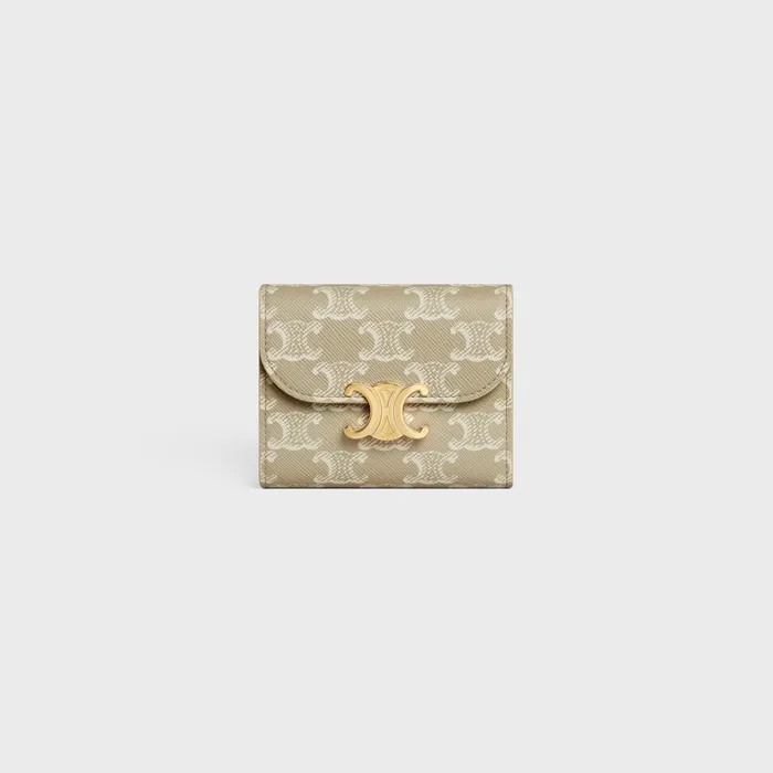 Small Wallet Triomphe In Triomphe Canvas Grege Women CELINE WALLETS