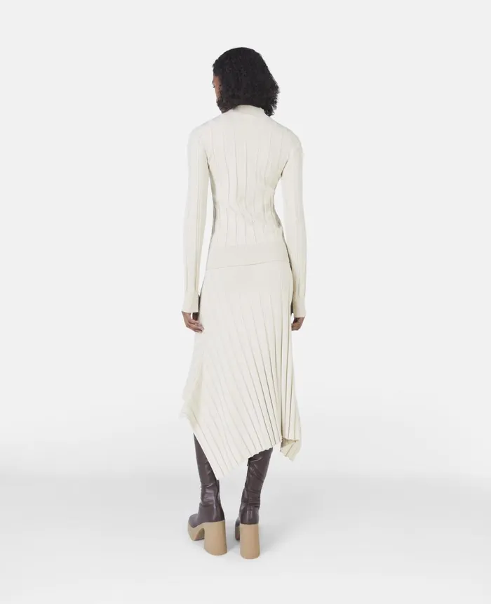 Stella McCartney Asymmetric Rib Knit Jumper Cream Women Knitwear