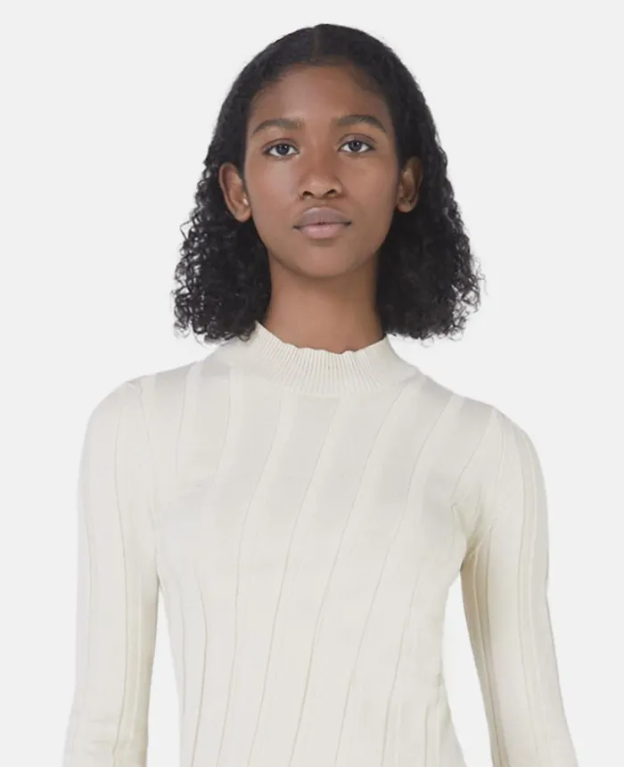 Stella McCartney Asymmetric Rib Knit Jumper Cream Women Knitwear