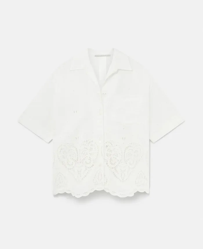 Stella McCartney CottonLinen Heart Perforation Shirt Cream Women Shirts And Tops Stella McCartney CottonLinen Heart Perforation Shirt Cream Women Shirts And Tops