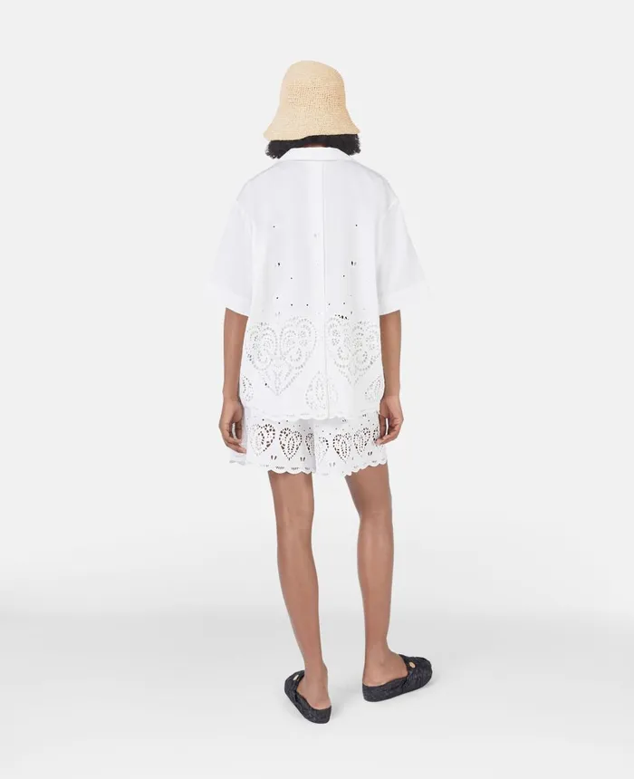 Stella McCartney CottonLinen Heart Perforation Shirt Cream Women Shirts And Tops Stella McCartney CottonLinen Heart Perforation Shirt Cream Women Shirts And Tops