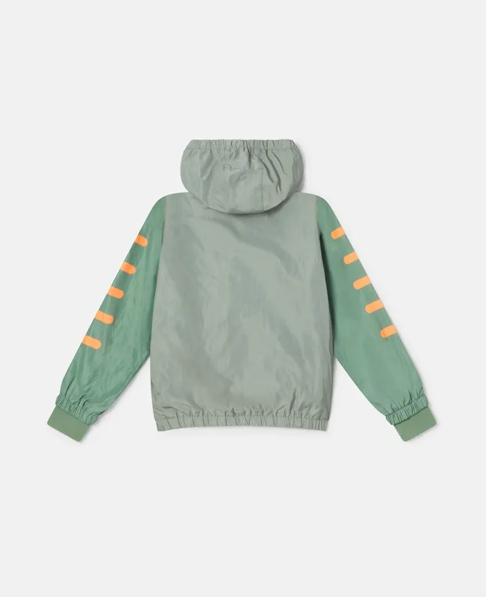Stella McCartney Double Gecko Print Hooded Jacket Khaki Kids Outerwear