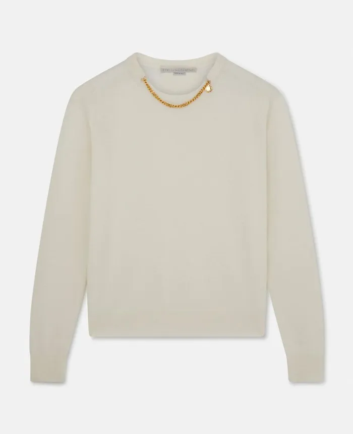 Stella McCartney Falabella Chain Crew Neck Jumper Cream Women Knitwear