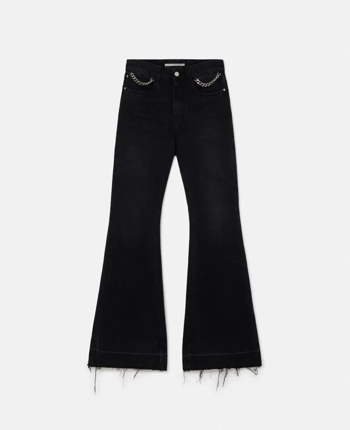 Stella McCartney Falabella Flared Leg Jeans Black Women Trousers And Shorts