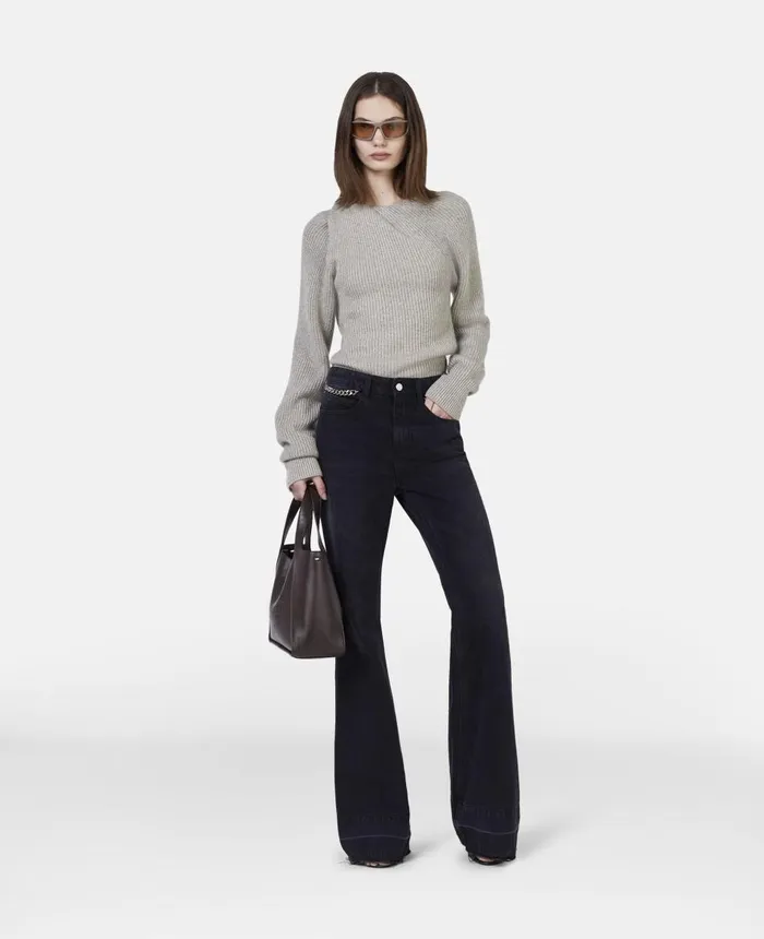 Stella McCartney Falabella Flared Leg Jeans Black Women Trousers And Shorts