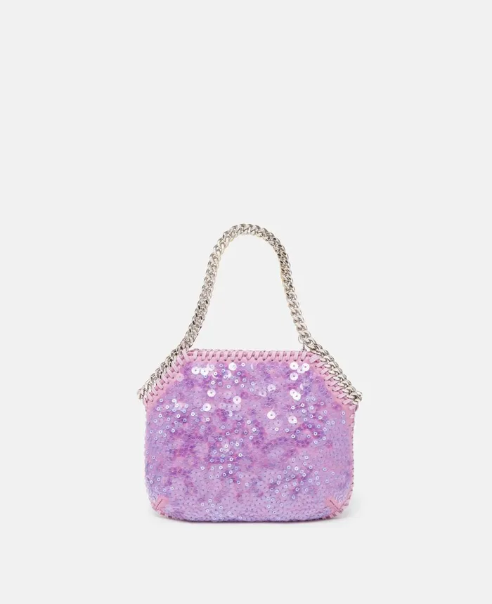 Stella McCartney Falabella Sequinned Mini Shoulder Bag Lilac Women Mini Bags And Clutches Stella McCartney Falabella Sequinned Mini Shoulder Bag Lilac Women Mini Bags And Clutches