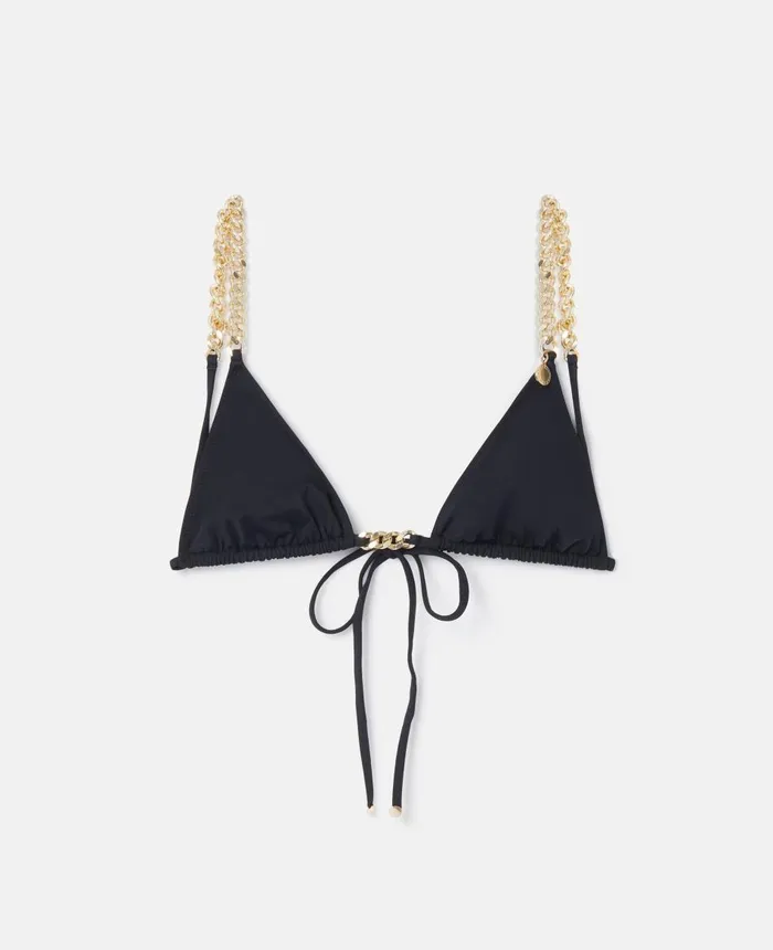 Stella McCartney Falabella Triangle Bikini Top Black Women Swimwear