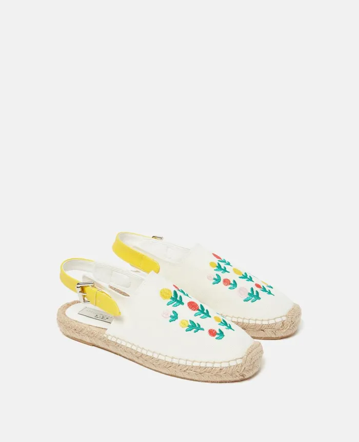 Stella McCartney Flower Embroidery Espadrille Sandals White Kids Shoes And Bags Stella McCartney Flower Embroidery Espadrille Sandals White Kids Shoes And Bags