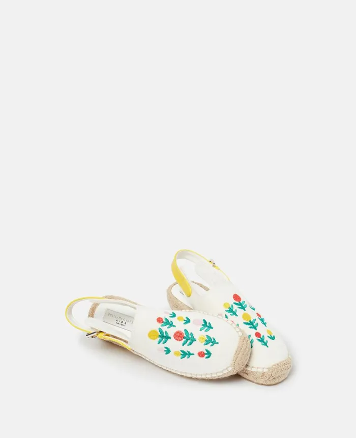 Stella McCartney Flower Embroidery Espadrille Sandals White Kids Shoes And Bags Stella McCartney Flower Embroidery Espadrille Sandals White Kids Shoes And Bags