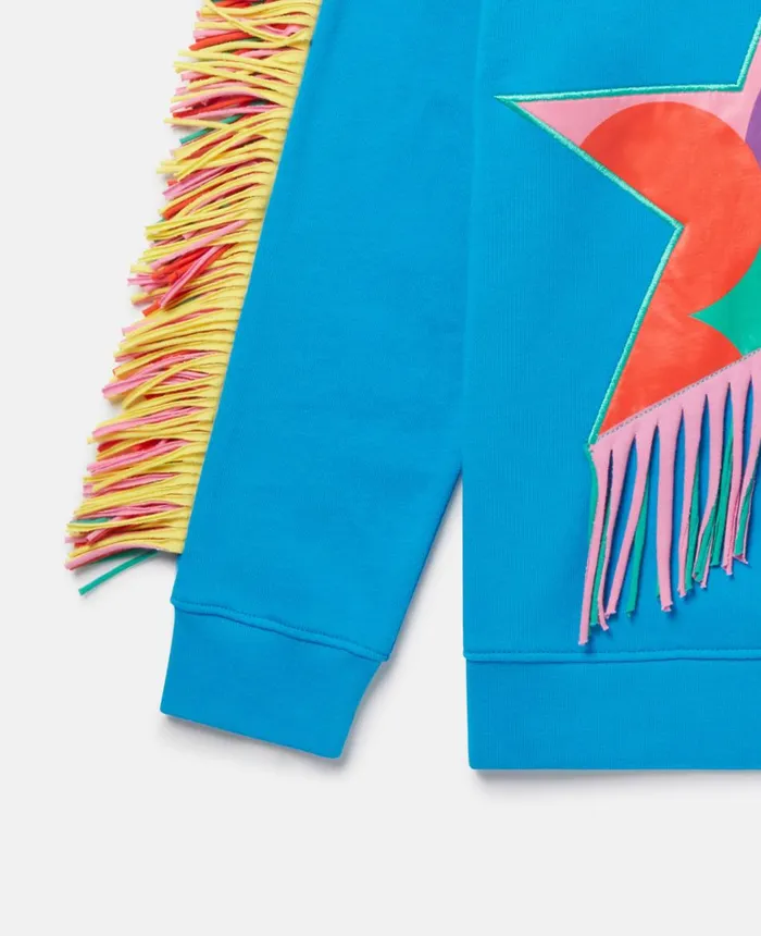 Stella McCartney Fringed Star Sweatshirt Blue Kids TShirts And Tops
