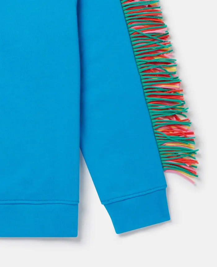 Stella McCartney Fringed Star Sweatshirt Blue Kids TShirts And Tops