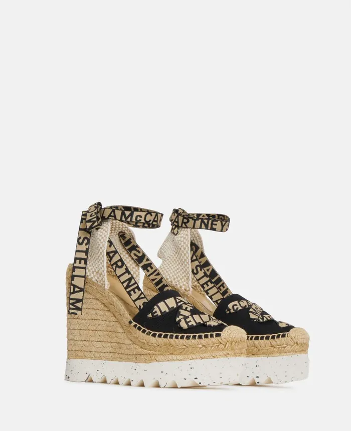 Stella McCartney Gaia Platform Espadrille Wedges Black Women Wedges