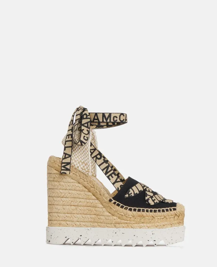 Stella McCartney Gaia Platform Espadrille Wedges Black Women Wedges