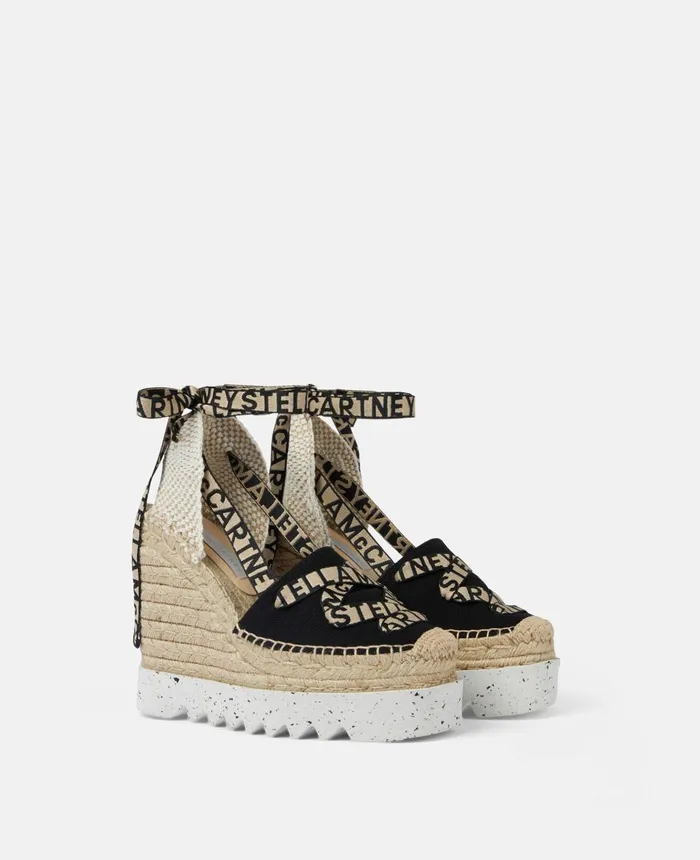 Stella McCartney Gaia Platform Espadrille Wedges Black Women Wedges