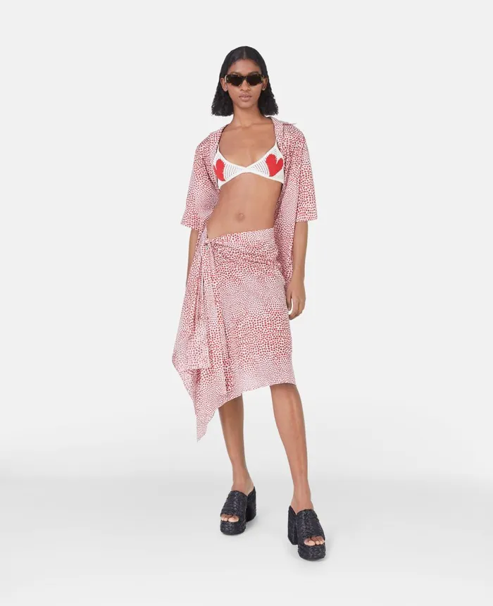 Stella McCartney Heart Crochet Triangle Bra Top Whitered Women Knitwear