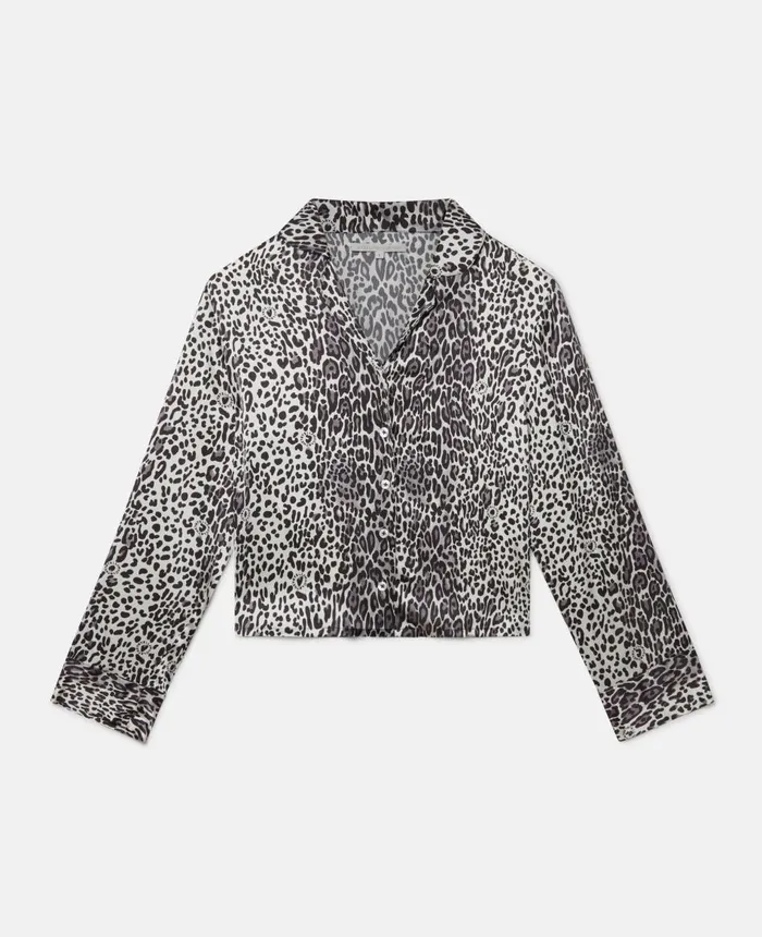 Stella McCartney Leopard Print Cropped Shirt Grey Women Lingerie And Sleepwear Stella McCartney Leopard Print Cropped Shirt Grey Women Lingerie And Sleepwear
