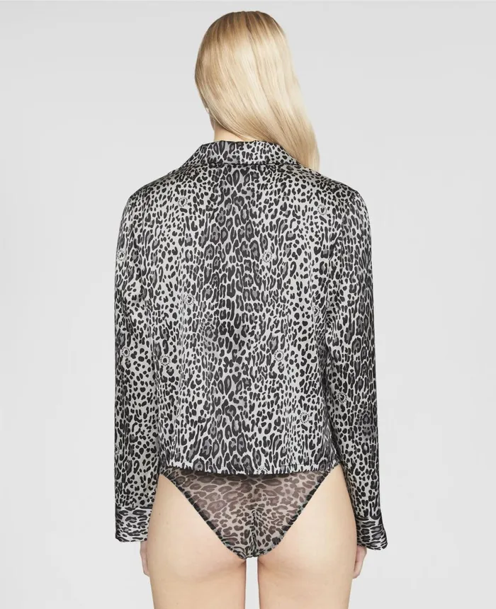 Stella McCartney Leopard Print Cropped Shirt Grey Women Lingerie And Sleepwear Stella McCartney Leopard Print Cropped Shirt Grey Women Lingerie And Sleepwear