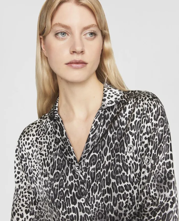 Stella McCartney Leopard Print Cropped Shirt Grey Women Lingerie And Sleepwear Stella McCartney Leopard Print Cropped Shirt Grey Women Lingerie And Sleepwear