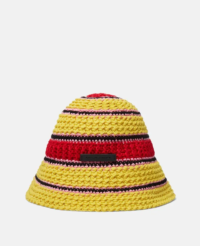 Stella McCartney Logo Cotton Crochet Bucket Hat Sunflower Yellow Women Hats And Scarves Stella McCartney Logo Cotton Crochet Bucket Hat Sunflower Yellow Women Hats And Scarves