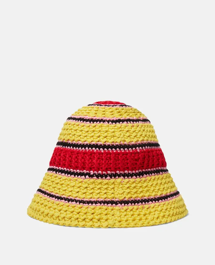 Stella McCartney Logo Cotton Crochet Bucket Hat Sunflower Yellow Women Hats And Scarves Stella McCartney Logo Cotton Crochet Bucket Hat Sunflower Yellow Women Hats And Scarves