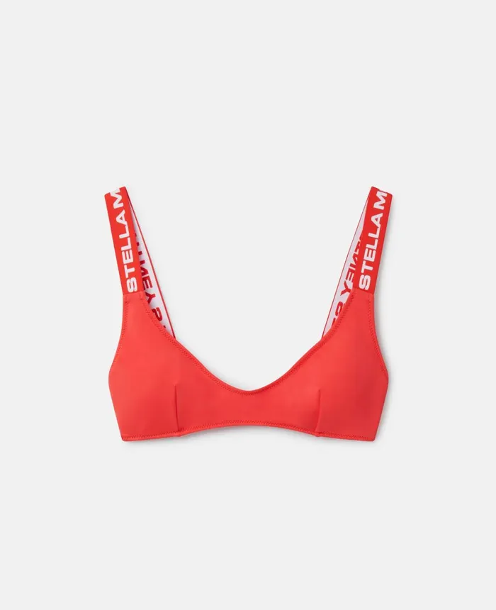 Stella McCartney Logo Tape Padded Bikini Top Coral Women Swimwear