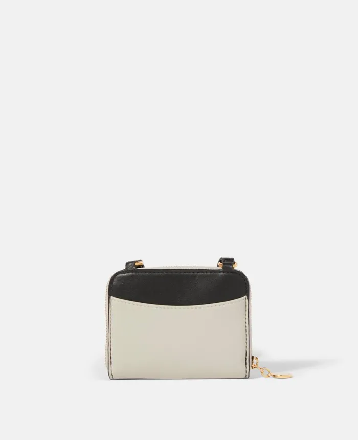 Stella McCartney Logo Zip Strap Cardholder Black Women Compact Wallets