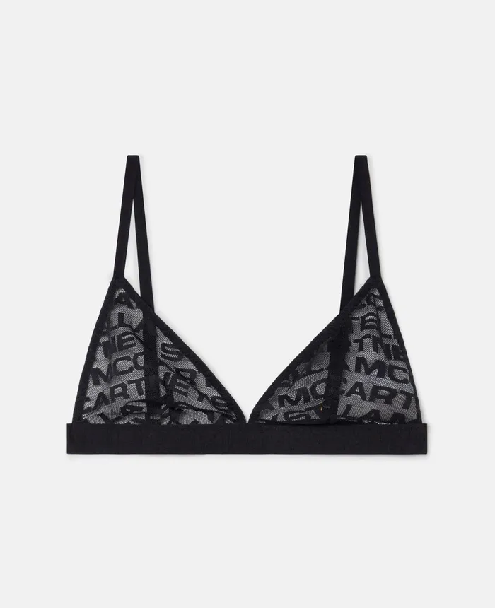 Stella McCartney Monogram Mesh Bralette Black Women Lingerie And Sleepwear
