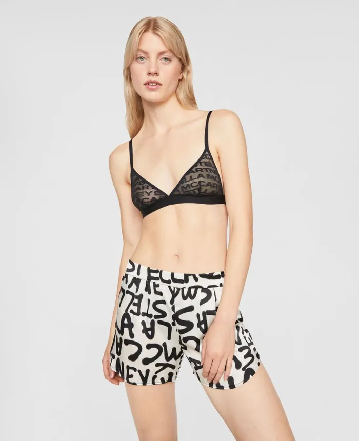 Stella McCartney Monogram Mesh Bralette Black Women Lingerie And Sleepwear