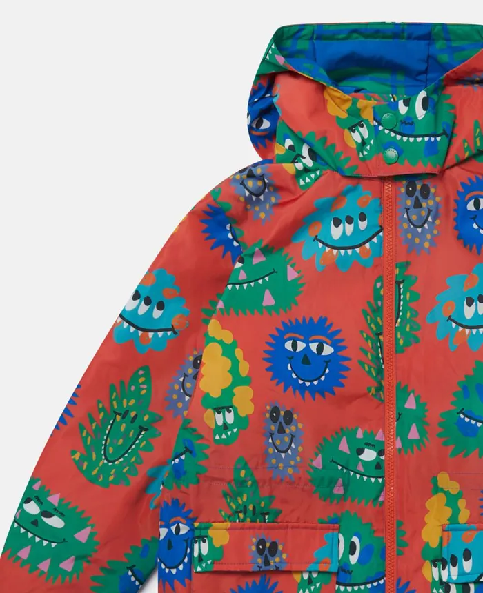 Stella McCartney Monster Face Print Hooded Raincoat Red Multicolour Kids Outerwear Stella McCartney Monster Face Print Hooded Raincoat Red Multicolour Kids Outerwear