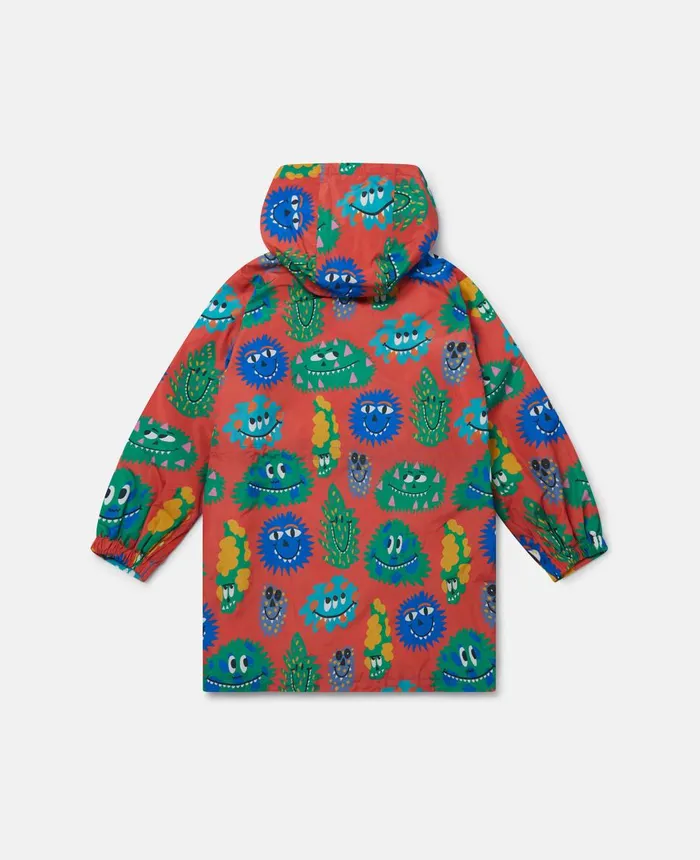 Stella McCartney Monster Face Print Hooded Raincoat Red Multicolour Kids Outerwear Stella McCartney Monster Face Print Hooded Raincoat Red Multicolour Kids Outerwear