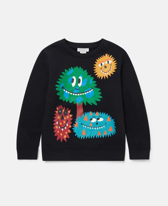Stella McCartney Monster Faces Long Sleeve TShirt Black Kids TShirts And Sweatshirt Stella McCartney Monster Faces Long Sleeve TShirt Black Kids TShirts And Sweatshirt