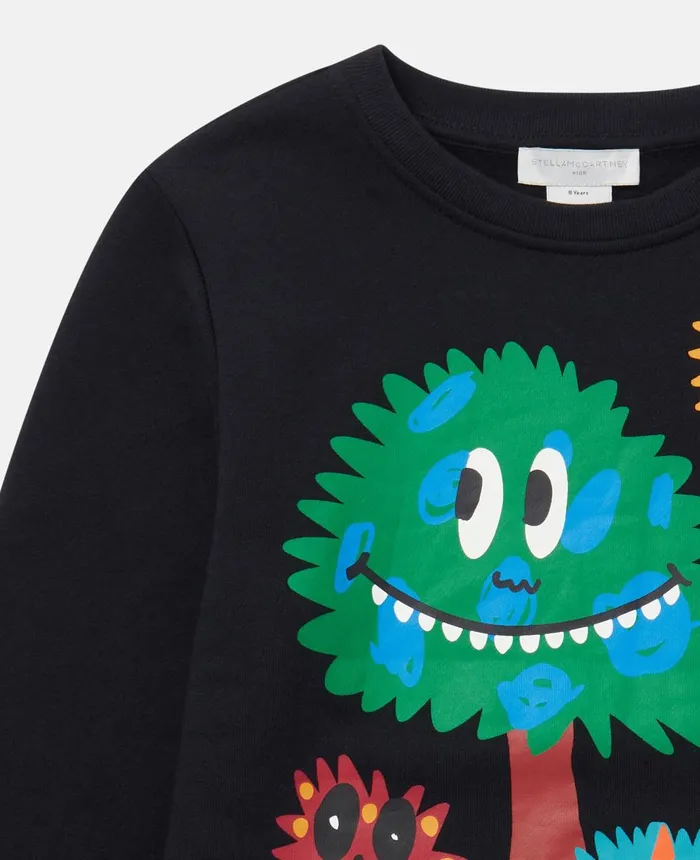 Stella McCartney Monster Faces Long Sleeve TShirt Black Kids TShirts And Sweatshirt Stella McCartney Monster Faces Long Sleeve TShirt Black Kids TShirts And Sweatshirt
