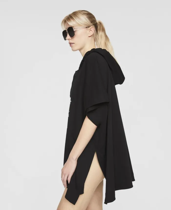 Stella McCartney Old Bond Steet Logo Cotton Poncho Black Women Swimwear