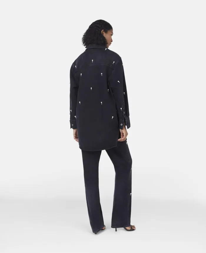 Stella McCartney Pearl Embroidery Straight Leg Jeans Black Women Trousers And Shorts Stella McCartney Pearl Embroidery Straight Leg Jeans Black Women Trousers And Shorts