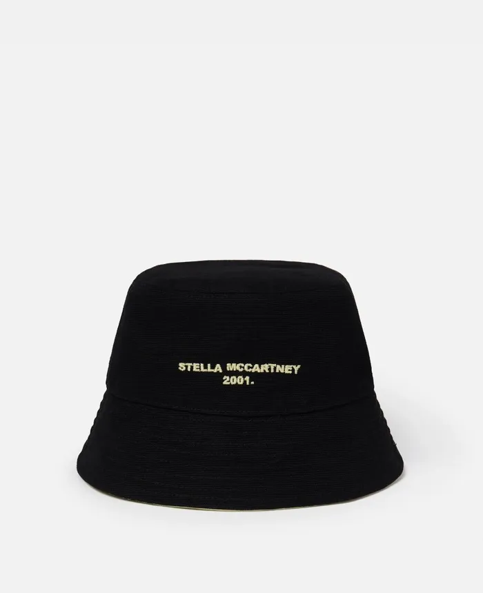 Stella McCartney Reversible Logo Bucket Hat Black and Banana Yellow Women Hats And Scarves Stella McCartney Reversible Logo Bucket Hat Black and Banana Yellow Women Hats And Scarves