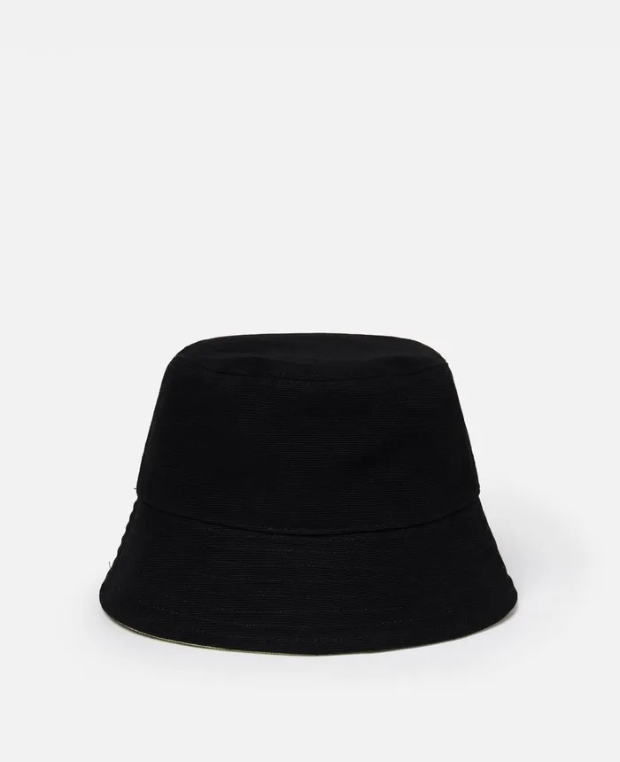 Stella McCartney Reversible Logo Bucket Hat Black and Banana Yellow Women Hats And Scarves Stella McCartney Reversible Logo Bucket Hat Black and Banana Yellow Women Hats And Scarves