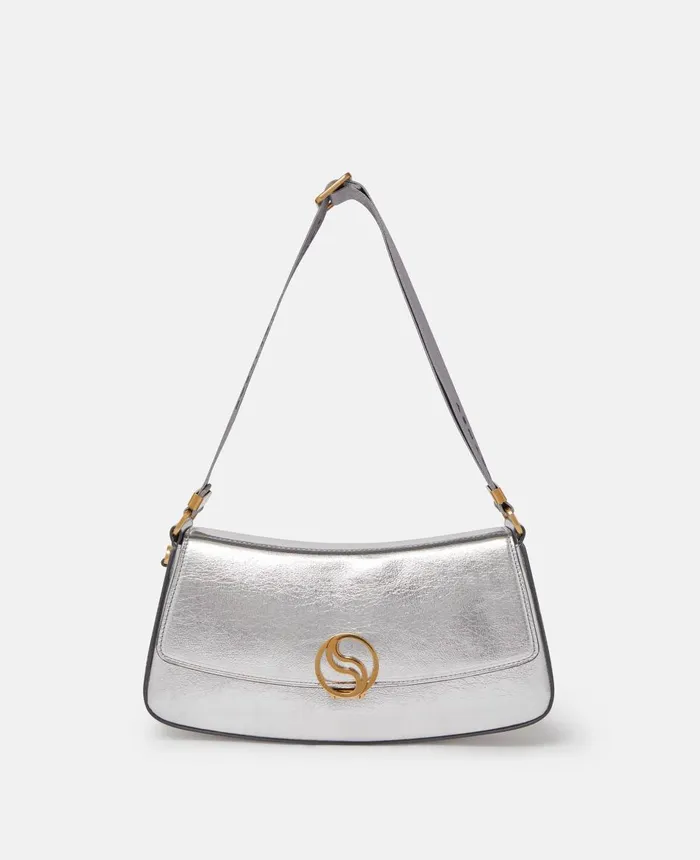 Stella McCartney SWave Metallic Shoulder Bag Silver Women TopHandle Bags