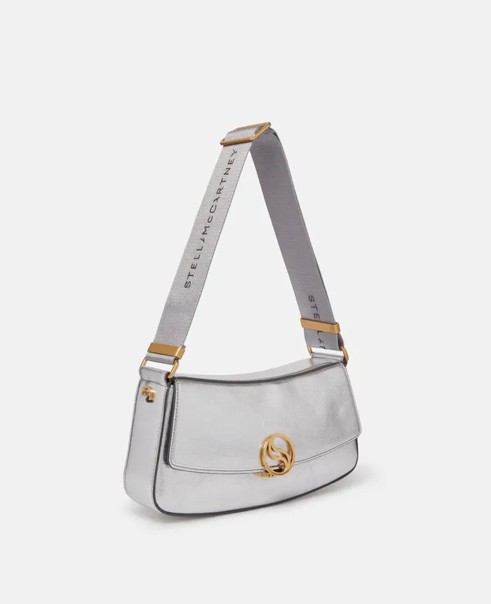 Stella McCartney SWave Metallic Shoulder Bag Silver Women TopHandle Bags