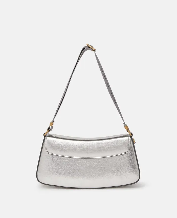 Stella McCartney SWave Metallic Shoulder Bag Silver Women TopHandle Bags