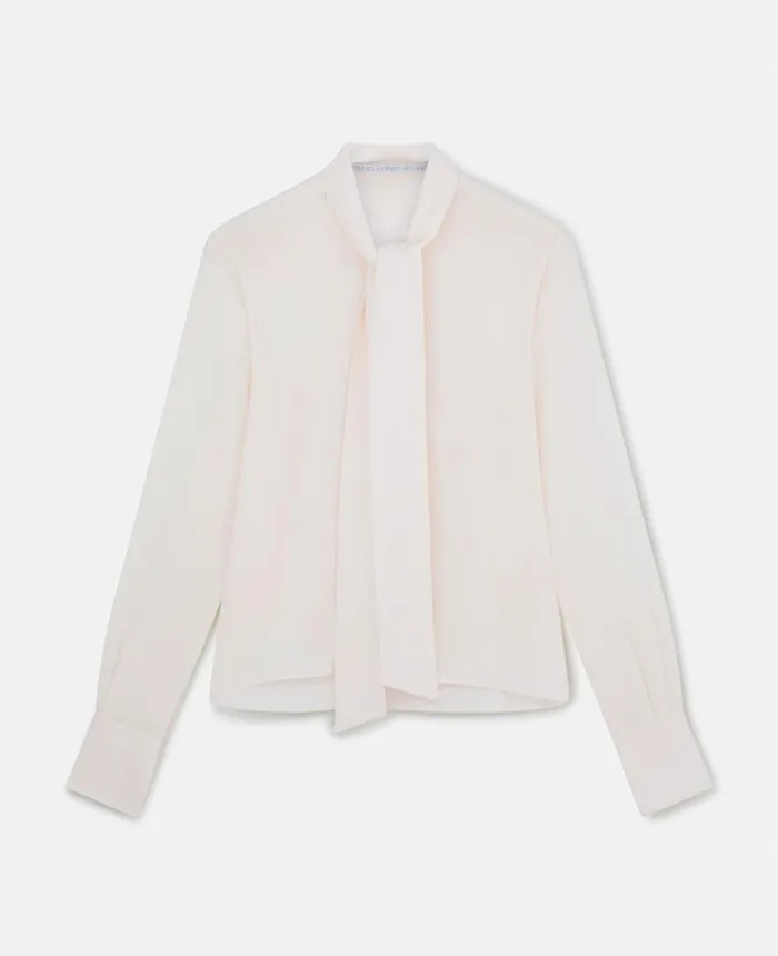 Stella McCartney Silk Crpe De Chine Pussybow Shirt Cream Women Shirts And Tops Stella McCartney Silk Crpe De Chine Pussybow Shirt Cream Women Shirts And Tops
