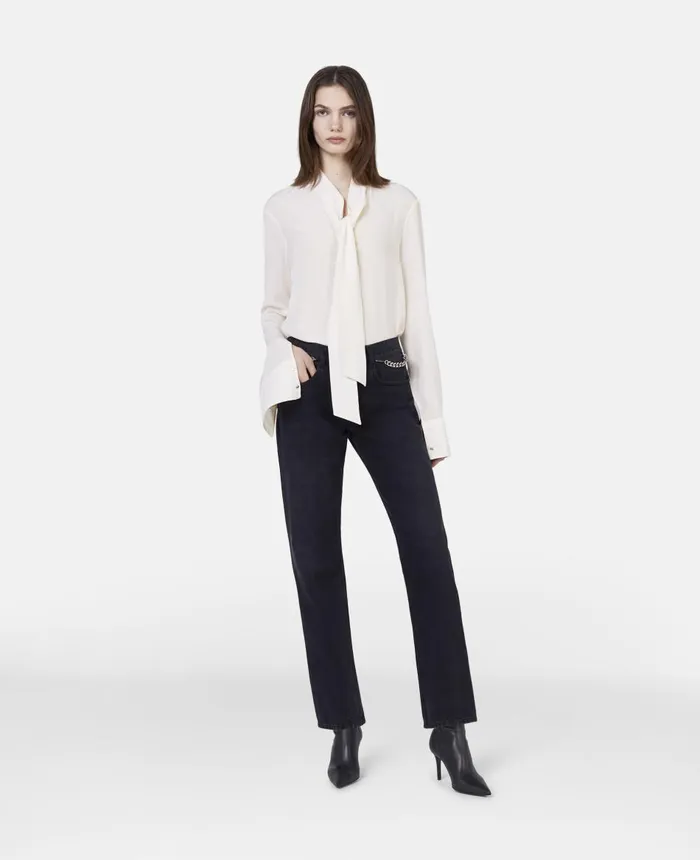 Stella McCartney Silk Crpe De Chine Pussybow Shirt Cream Women Shirts And Tops Stella McCartney Silk Crpe De Chine Pussybow Shirt Cream Women Shirts And Tops