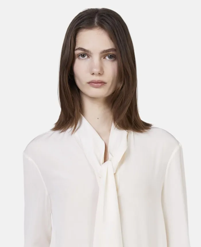 Stella McCartney Silk Crpe De Chine Pussybow Shirt Cream Women Shirts And Tops Stella McCartney Silk Crpe De Chine Pussybow Shirt Cream Women Shirts And Tops