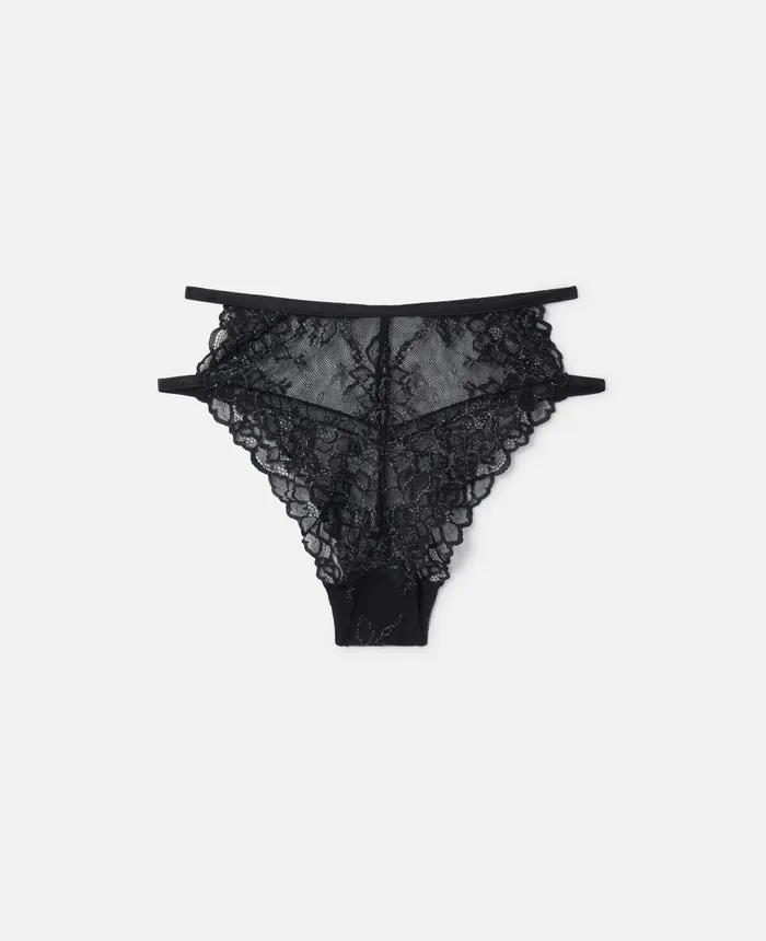 Stella McCartney Silk Trim Lace HighWaisted Briefs Black Women Lingerie And Sleepwear Stella McCartney Silk Trim Lace HighWaisted Briefs Black Women Lingerie And Sleepwear