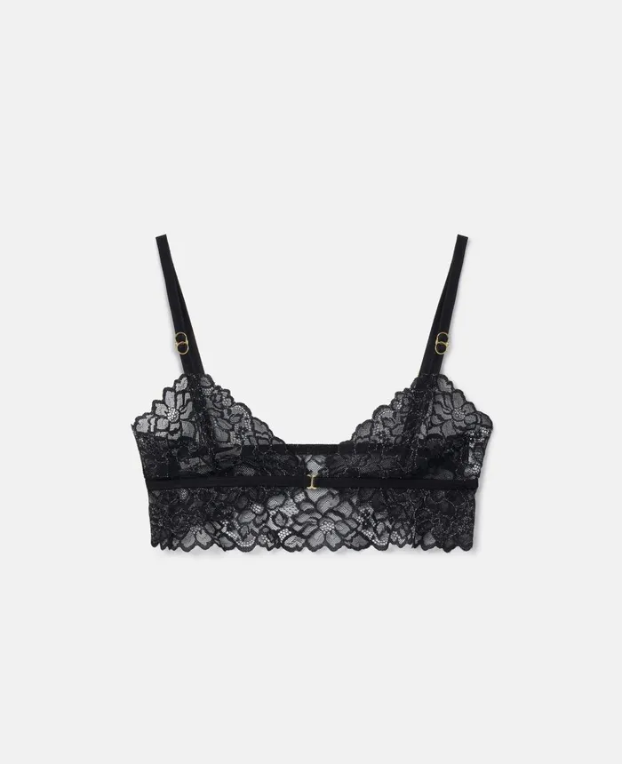 Stella McCartney Silk Trim Lace Soft Cup Bra Black Women Lingerie And Sleepwear Stella McCartney Silk Trim Lace Soft Cup Bra Black Women Lingerie And Sleepwear