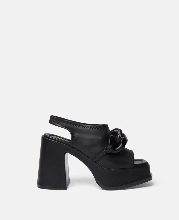 Stella McCartney Skyla Chain Platform Sandals Black Women Heels
