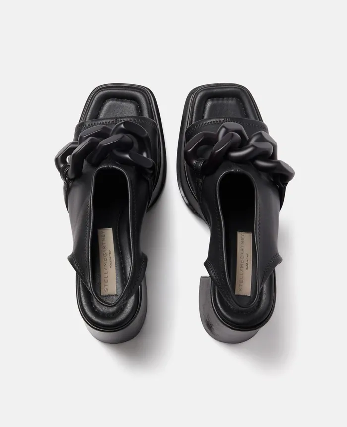Stella McCartney Skyla Chain Platform Sandals Black Women Heels