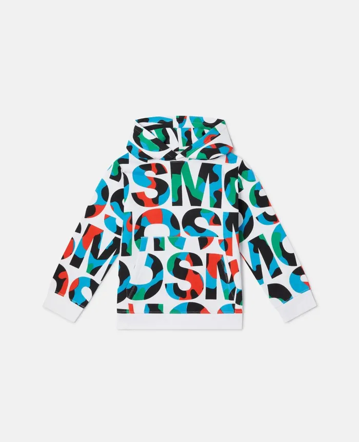 Stella McCartney SMC Camo Logo Oversized Hoodie Multicolour Kids Sweaters and Cardigans Stella McCartney SMC Camo Logo Oversized Hoodie Multicolour Kids Sweaters and Cardigans