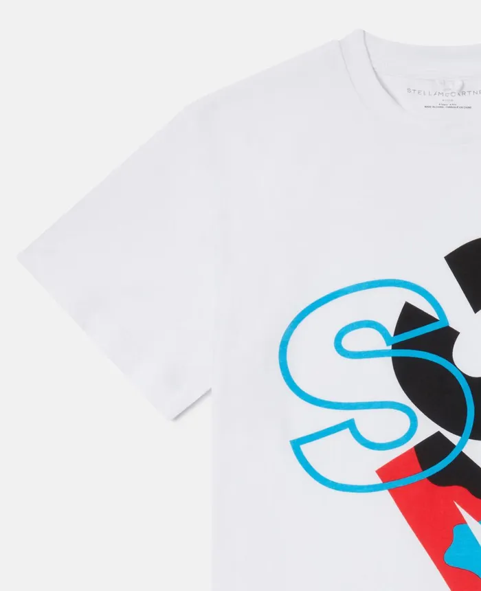 Stella McCartney SMC Camo Logo Oversized TShirt White Kids TShirts And Sweatshirt Stella McCartney SMC Camo Logo Oversized TShirt White Kids TShirts And Sweatshirt